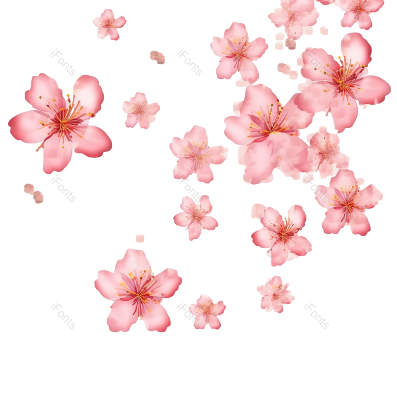 粉红色的花图片,白色背景元素,花瓣PNG,樱花免抠素材